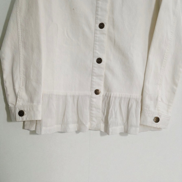 Simply Noelle Ivory Denim Lace Jacket S/M - Picture 4 of 10